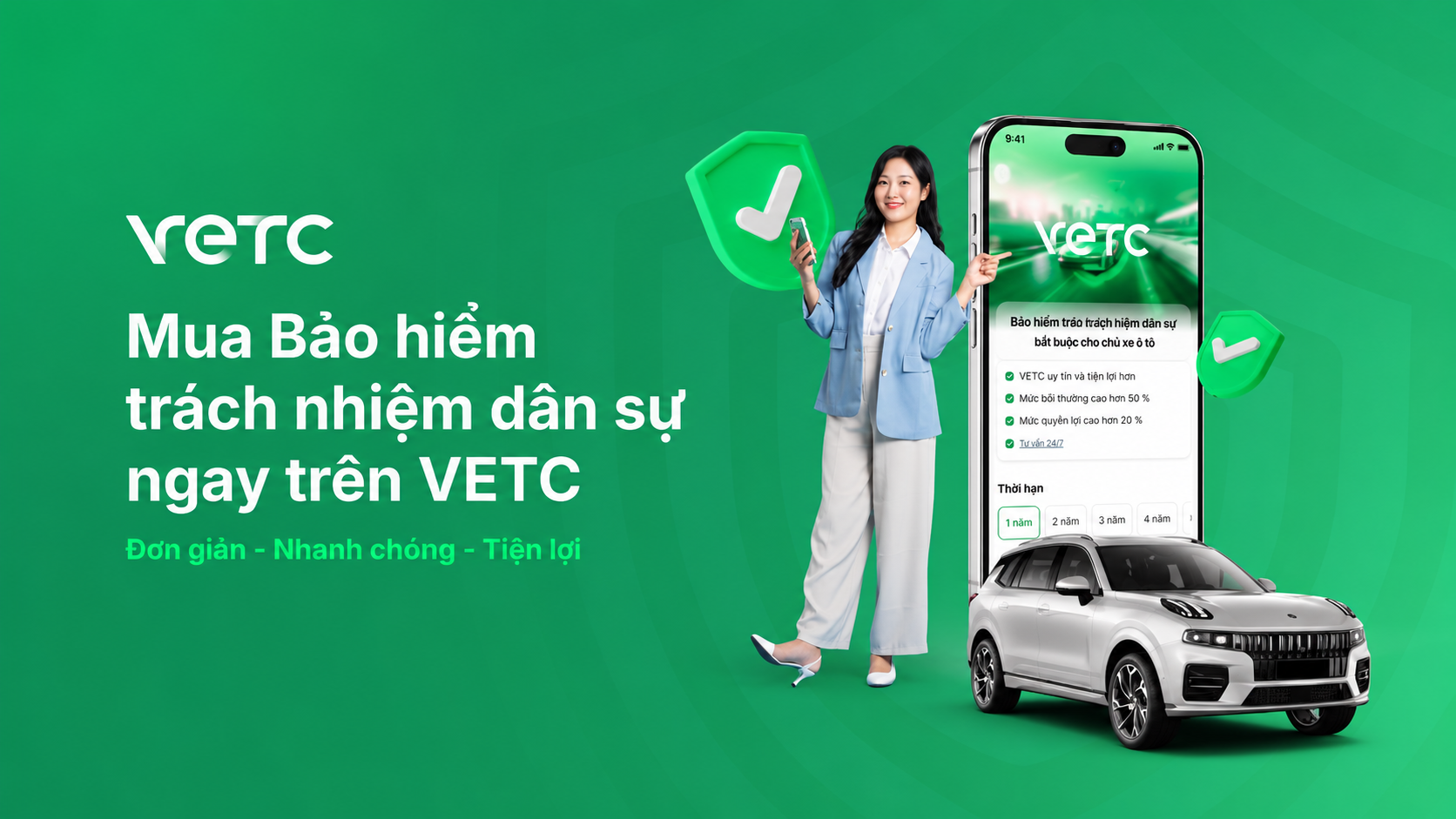 Mua Bảo hiểm trách nhiệm dân sự ngay trên VETC