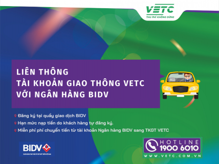 Tự động trích nợ vào TKGT VETC từ tài khoản ngân hàng BIDV