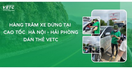 Hàng trăm xe dừng ở cao tốc Hà Nội - Hải Phòng dán thẻ VETC