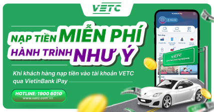 Miễn phí nạp tiền vào TKGT VETC qua Vietinbank Ipay mobile