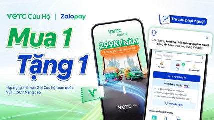 Chương trình Mua Gói Cứu hộ toàn quốc VETC 24/7 Nâng cao - Tặng E-voucher miễn phí sử dụng gói dịch vụ tự động nhắc thông tin phạt nguội bằng tin nhắn trên ứng dụng Zalopay